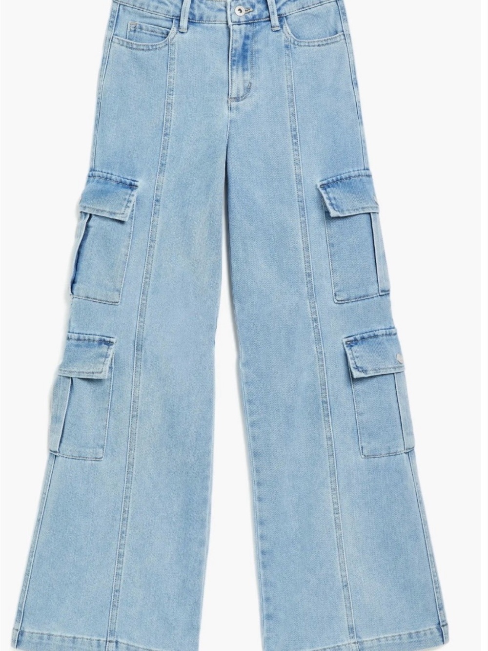 Tractr Light Blue Wide Leg Cargo Jeans -size 12 nwt